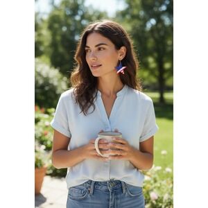 American Flag Star Earrings Patriotic USA Themed Jewelry Faux Leather